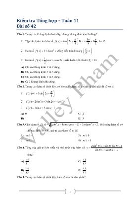 Kiểm tra Tổng hợp  Toán 11 Bài số 42